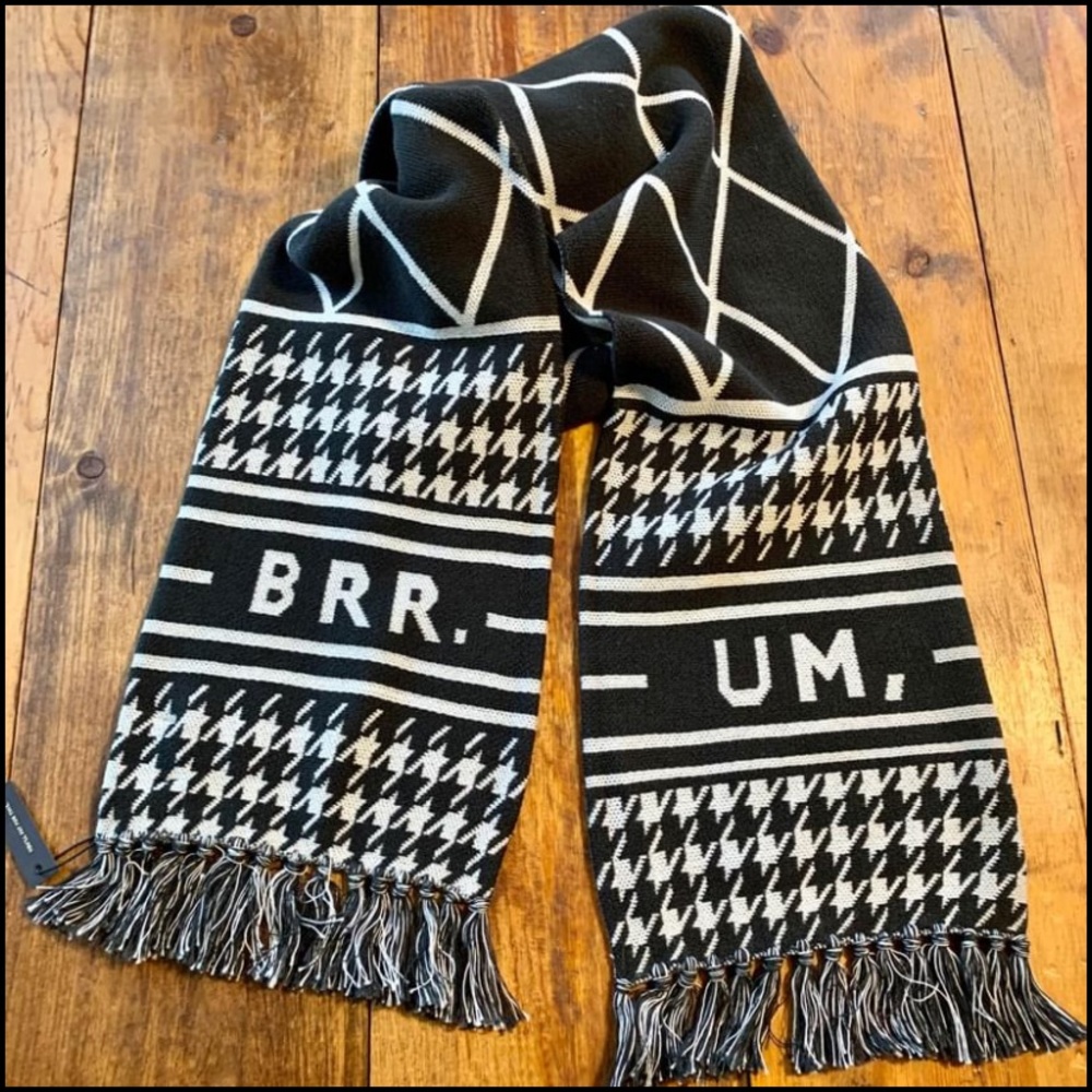 Easy, Tiger  X X X Knit Winter Scarf Um, Brr Scarf Grey Fringe Boutique